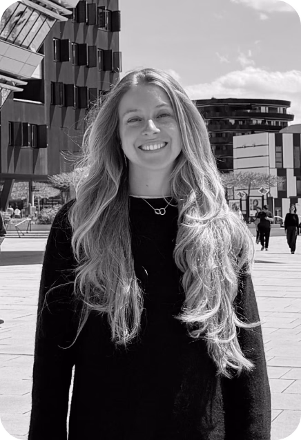 Polina from Monity in a public workspace